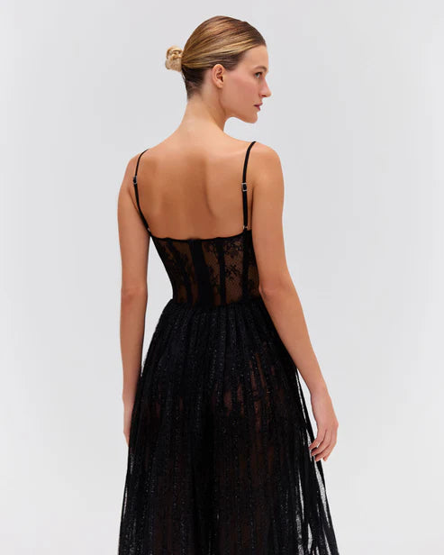Lurex Tulle Bustier Midi Dress - Black by PatBo — view 3