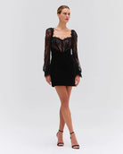 Lace & Velvet Mini Dress - Black by PatBo | 25 South Boutiques