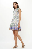 Smocked Flirty Short Dress - Presidio Blue by Oliphant — view 3