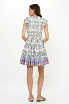 Smocked Flirty Short Dress - Presidio Blue by Oliphant — view 4