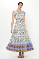 Ruffle Collar Button Maxi Dress - Presidio Blue by Oliphant | 25 South Boutiques