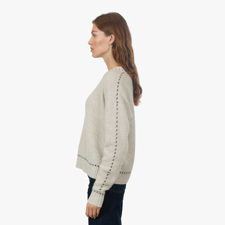 Shaker Crew w/ Contrast Stitch Detail - Mojave Pepper by Autumn Cashmere — alternate view