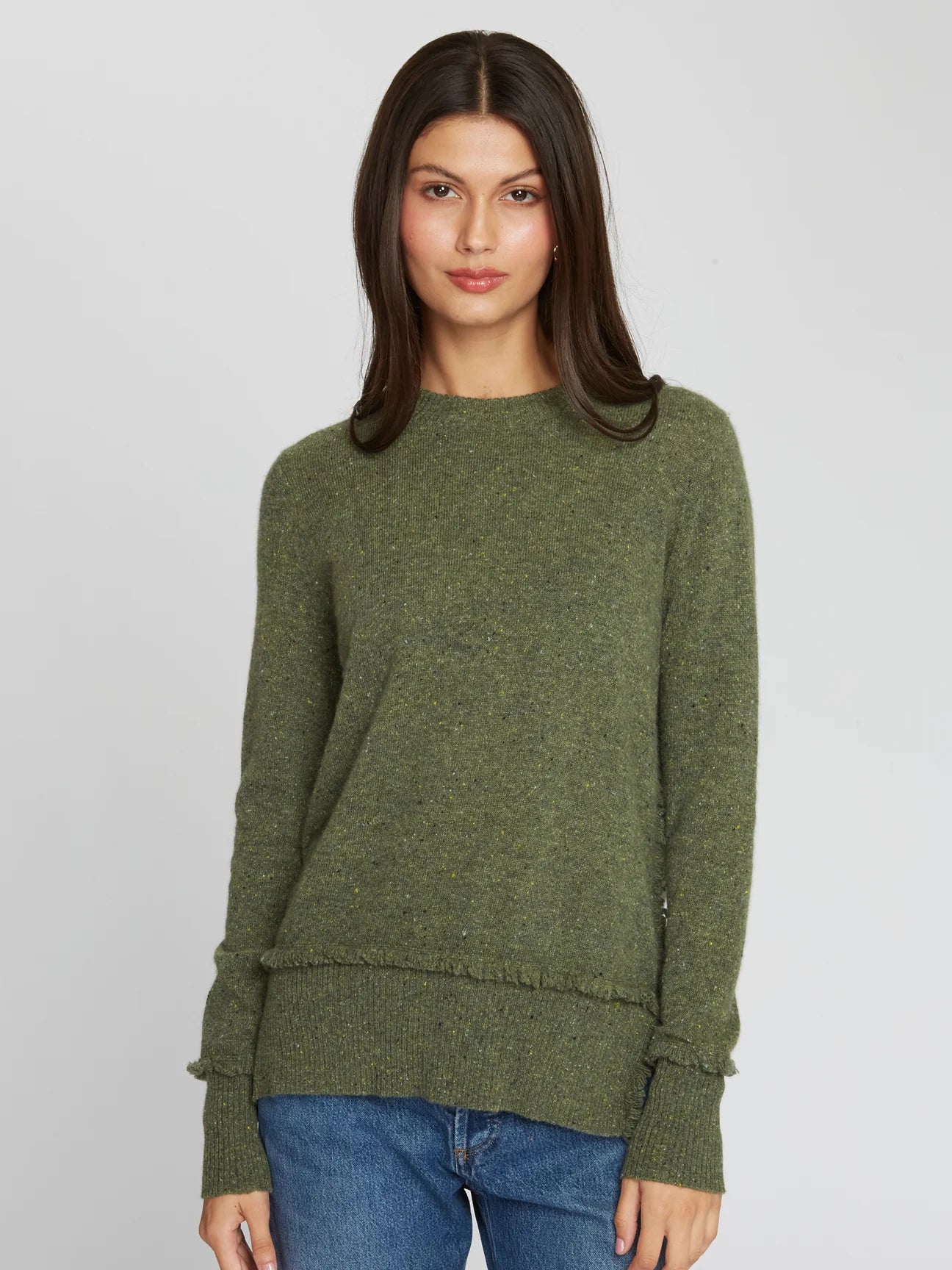Fringe Side Slit Crew - Marsh by Autumn Cashmere | 25 South Boutiques