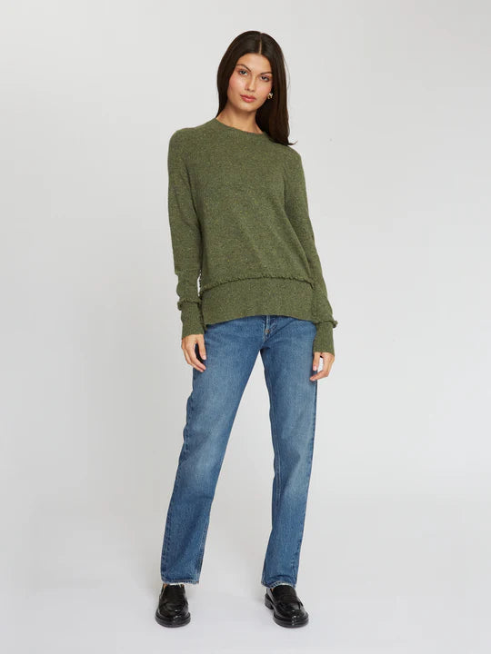 Fringe Side Slit Crew - Marsh by Autumn Cashmere — alternate view