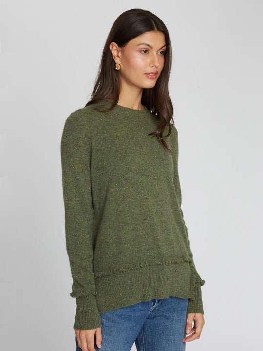 Fringe Side Slit Crew - Marsh by Autumn Cashmere — view 3