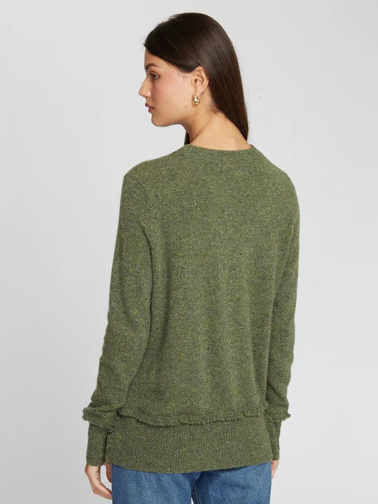 Fringe Side Slit Crew - Marsh by Autumn Cashmere — view 4