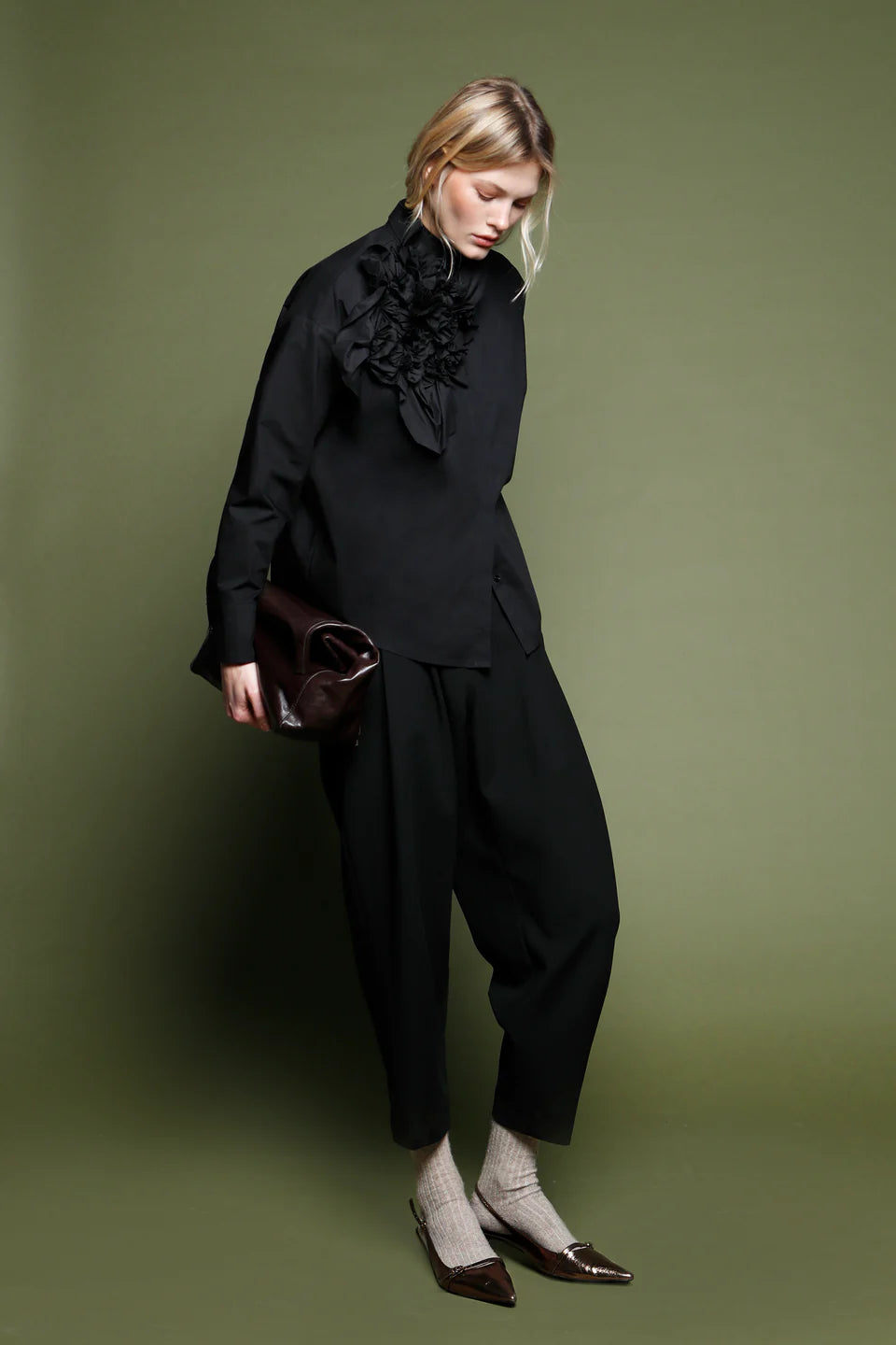 Lateral Bloom Shirt - Black by Psophia — alternate view