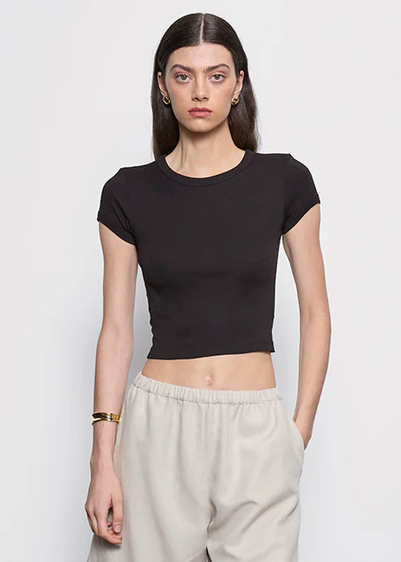 Supima Baby Cropped Tee - Black by Enza Costa | 25 South Boutiques