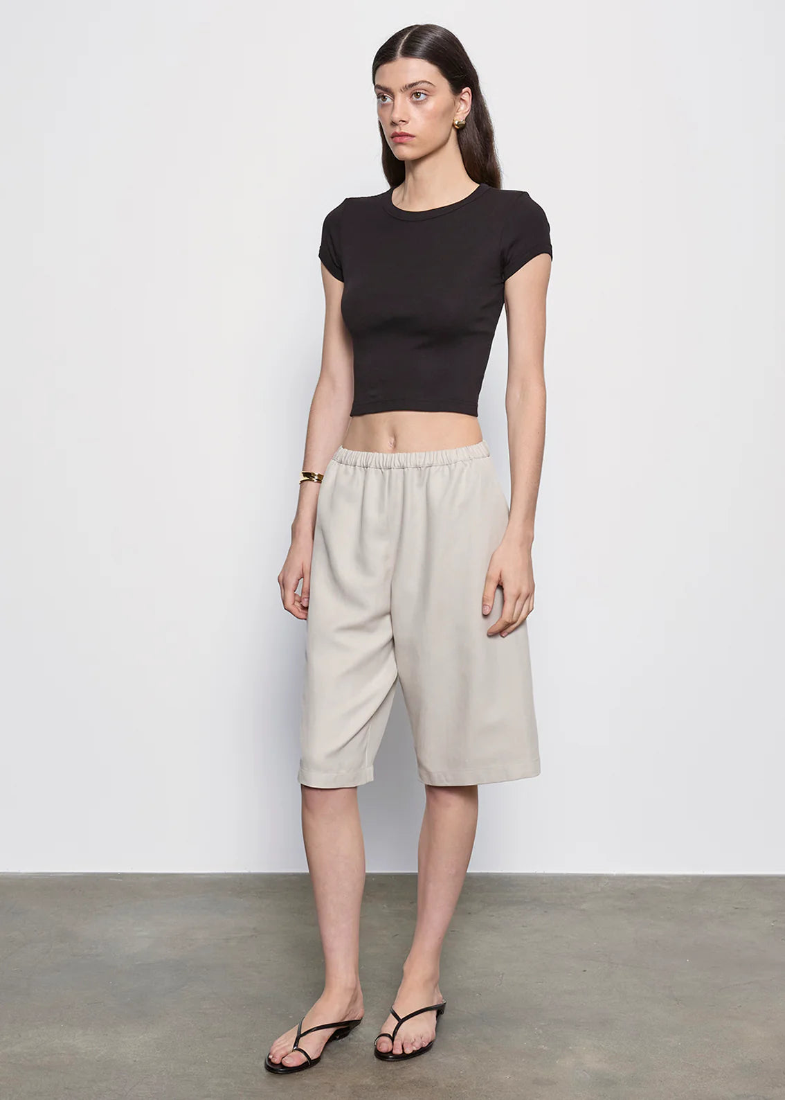 Supima Baby Cropped Tee - Black by Enza Costa — view 3