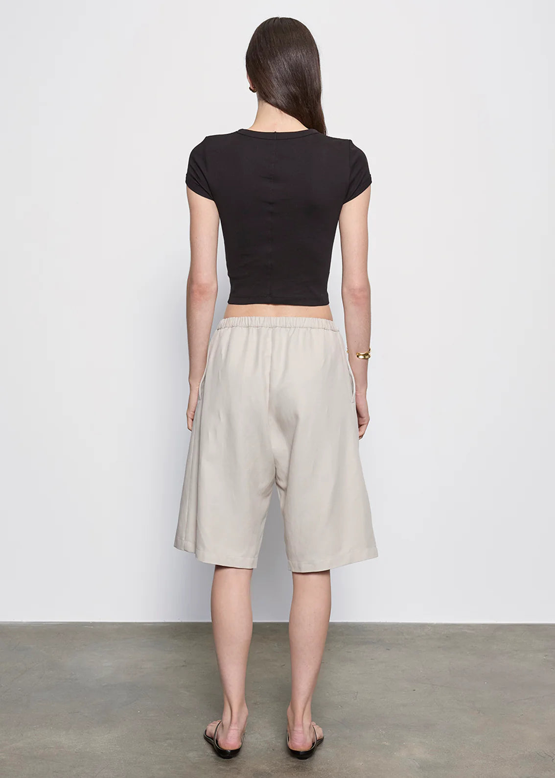Supima Baby Cropped Tee - Black by Enza Costa — view 4