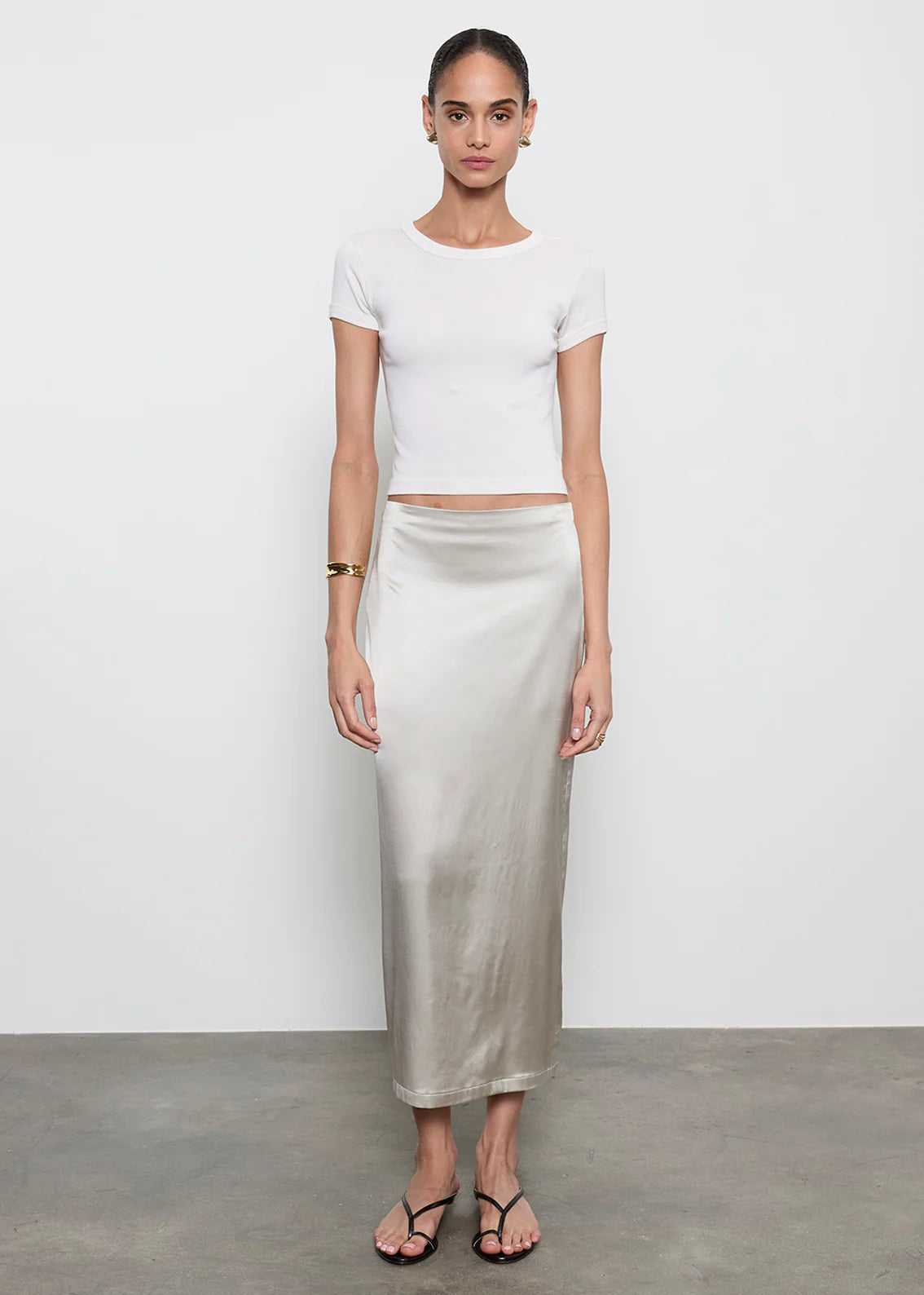 Supima Baby Cropped Tee - Pearly Grey by Enza Costa — alternate view