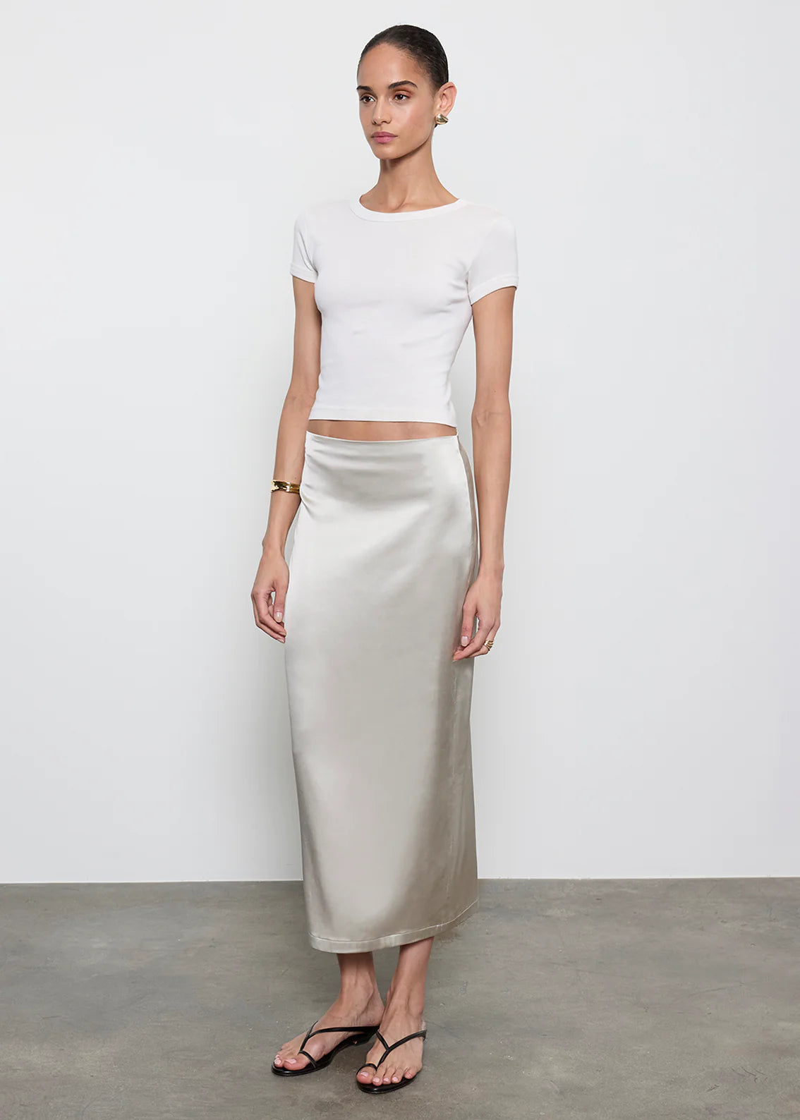 Supima Baby Cropped Tee - Pearly Grey by Enza Costa — view 3