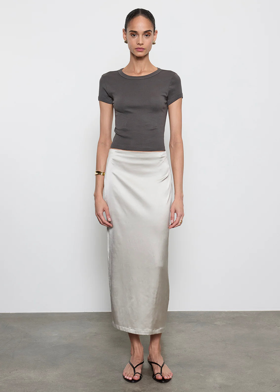 Supima Baby Cropped Tee - Slate by Enza Costa — alternate view