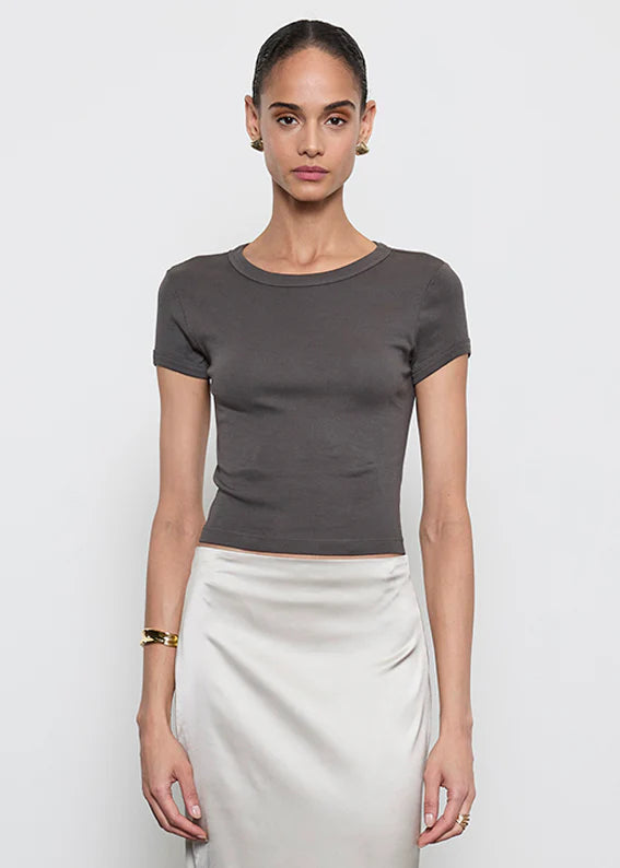 Supima Baby Cropped Tee - Slate by Enza Costa | 25 South Boutiques