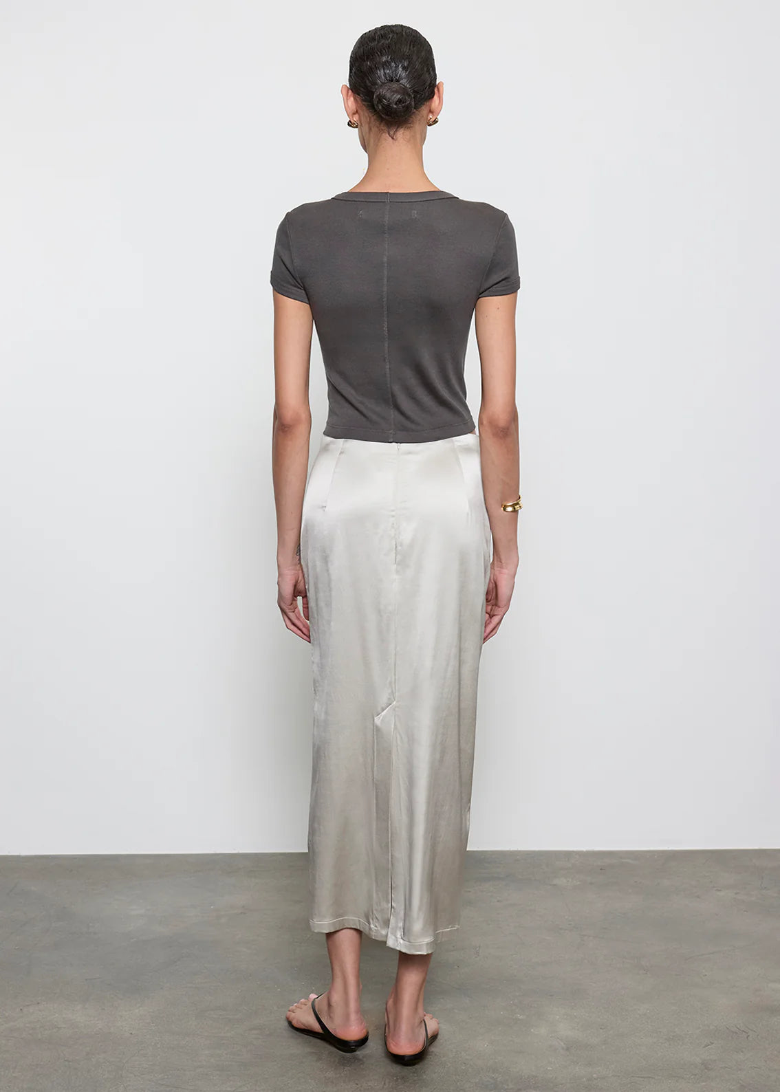 Supima Baby Cropped Tee - Slate by Enza Costa — view 4