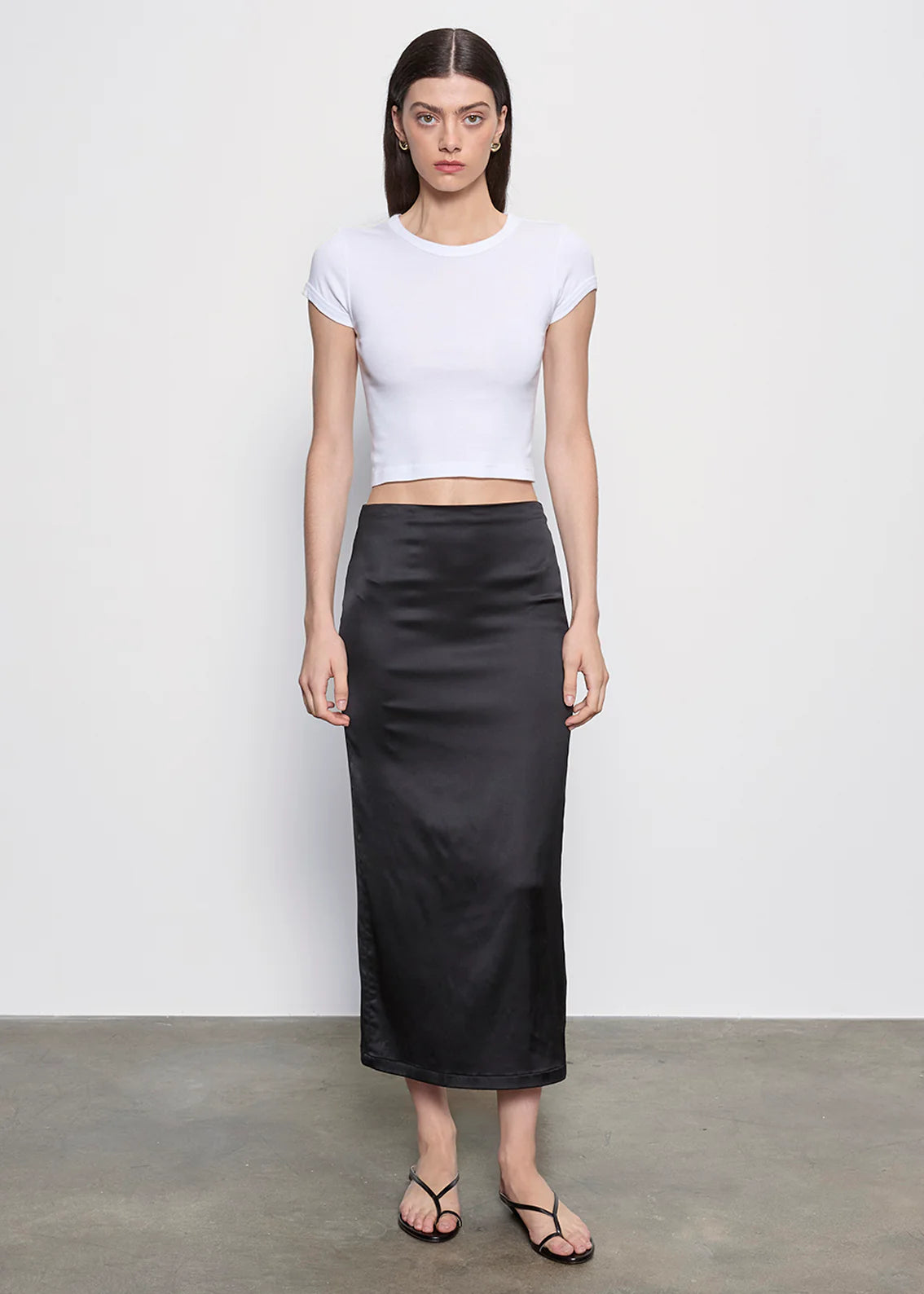 Supima Baby Cropped Tee - White by Enza Costa — alternate view