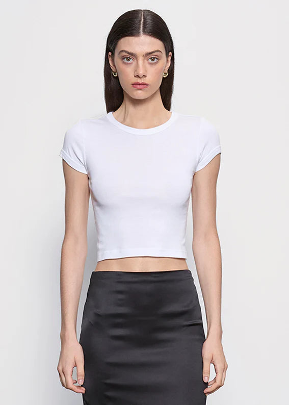 Supima Baby Cropped Tee - White by Enza Costa | 25 South Boutiques