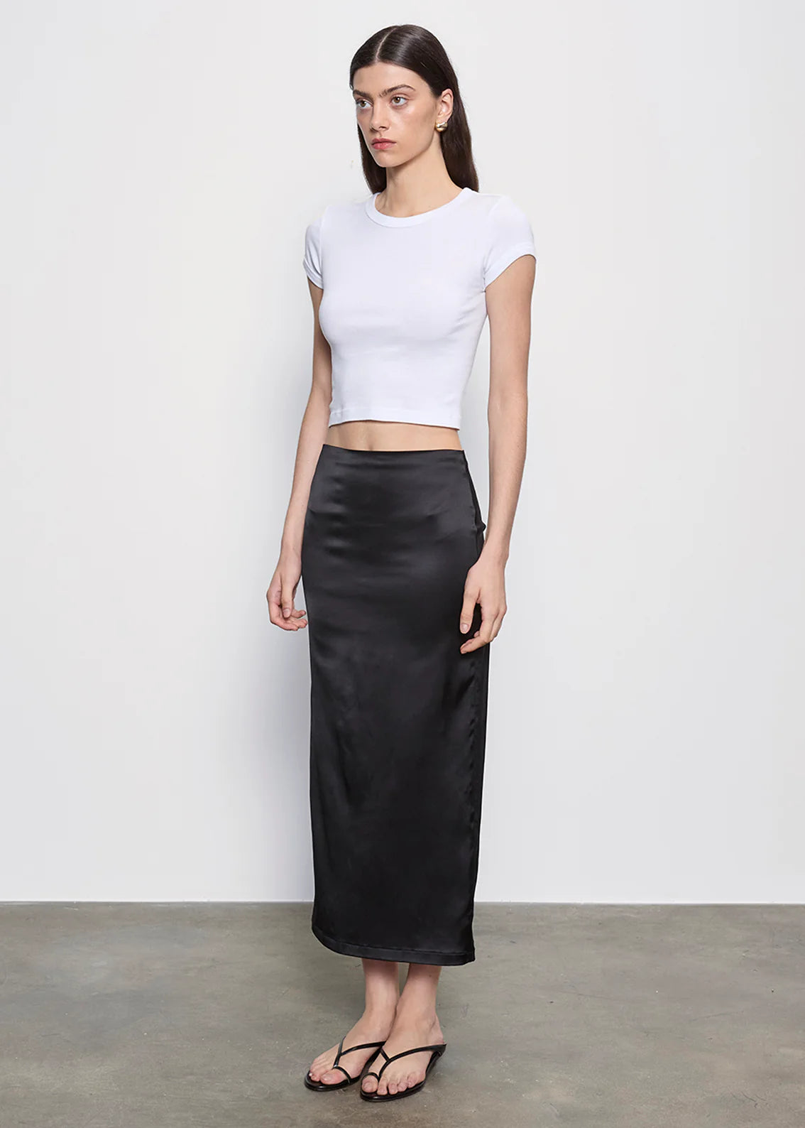 Supima Baby Cropped Tee - White by Enza Costa — view 3