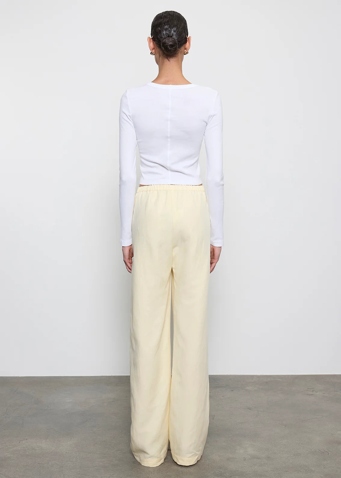 Supima Baby Rib L/S Cropped Top - White by Enza Costa — view 4