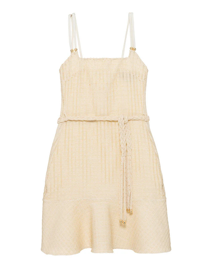 Metallic Knit Mini Dress - Off White by PatBo — view 5