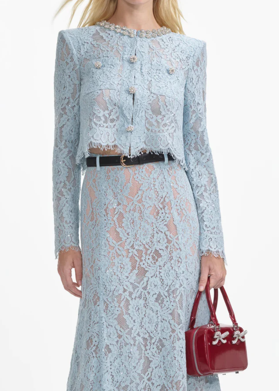 Embellished Top - Blue Lace by Self-Portrait — view 3
