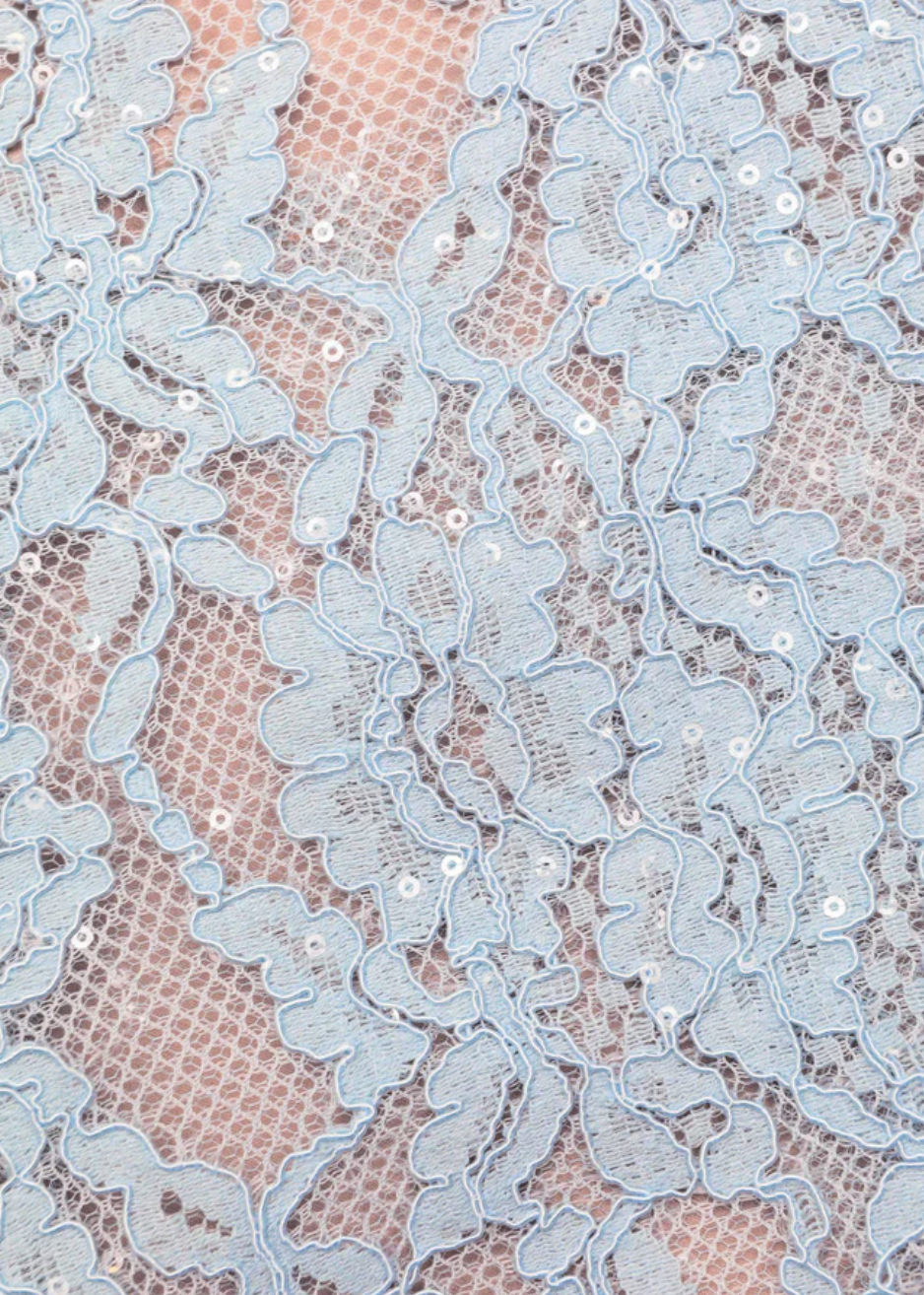 Flared Midi Skirt - Blue Lace by Self-Portrait — view 5