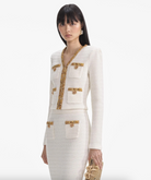 Lurex Knit Cardigan - Cream by Self-Portrait — view 3