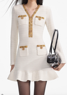 Lurex Knit Mini Dress - Cream by Self-Portrait — alternate view