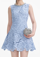 Flower Lace Mini Dress - Blue by Self-Portrait — alternate view