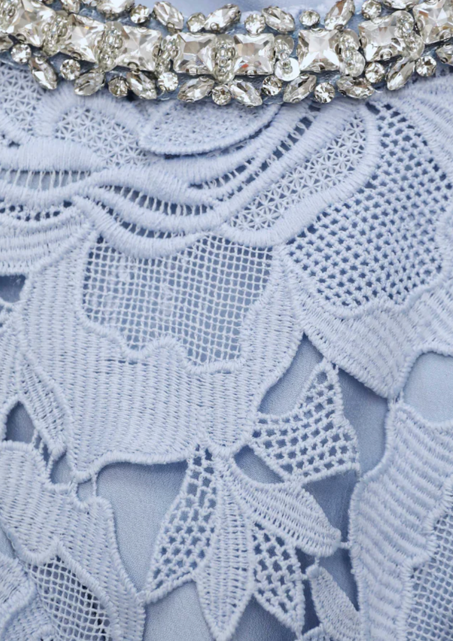 Flower Lace Mini Dress - Blue by Self-Portrait — view 5