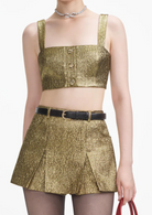 Metallic Jacquard Skort - Gold by Self-Portrait — alternate view