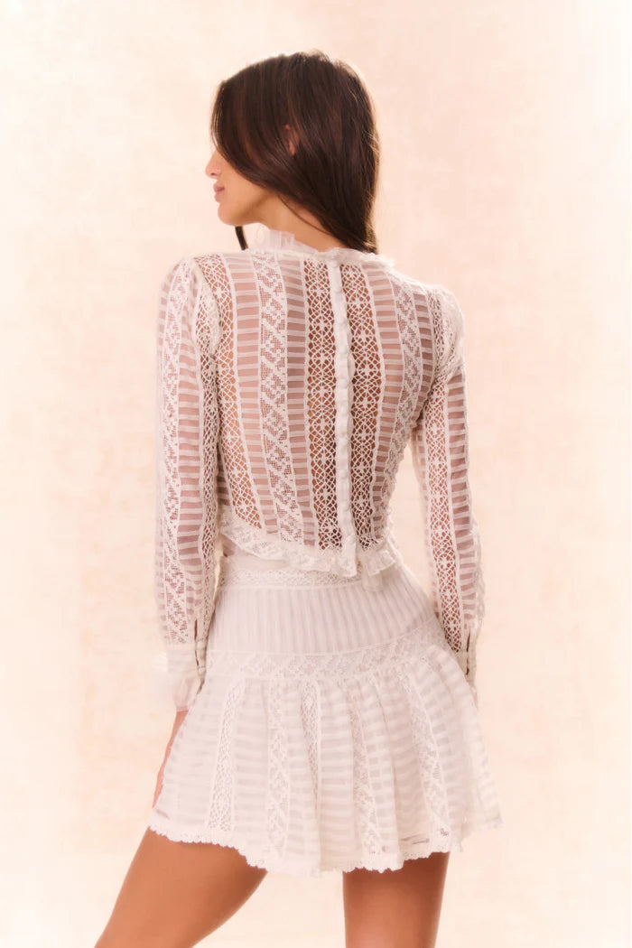 Rubyanne Crochet Lace Mini Skirt - Cream by LoveShackFancy — view 3