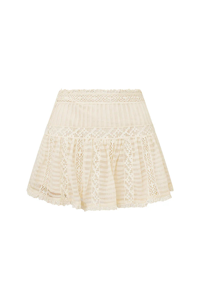 Rubyanne Crochet Lace Mini Skirt - Cream by LoveShackFancy — view 6