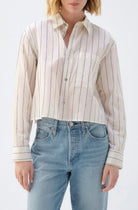 Ruth Crop Shirt - Bone / Neptune by AMO | 25 South Boutiques