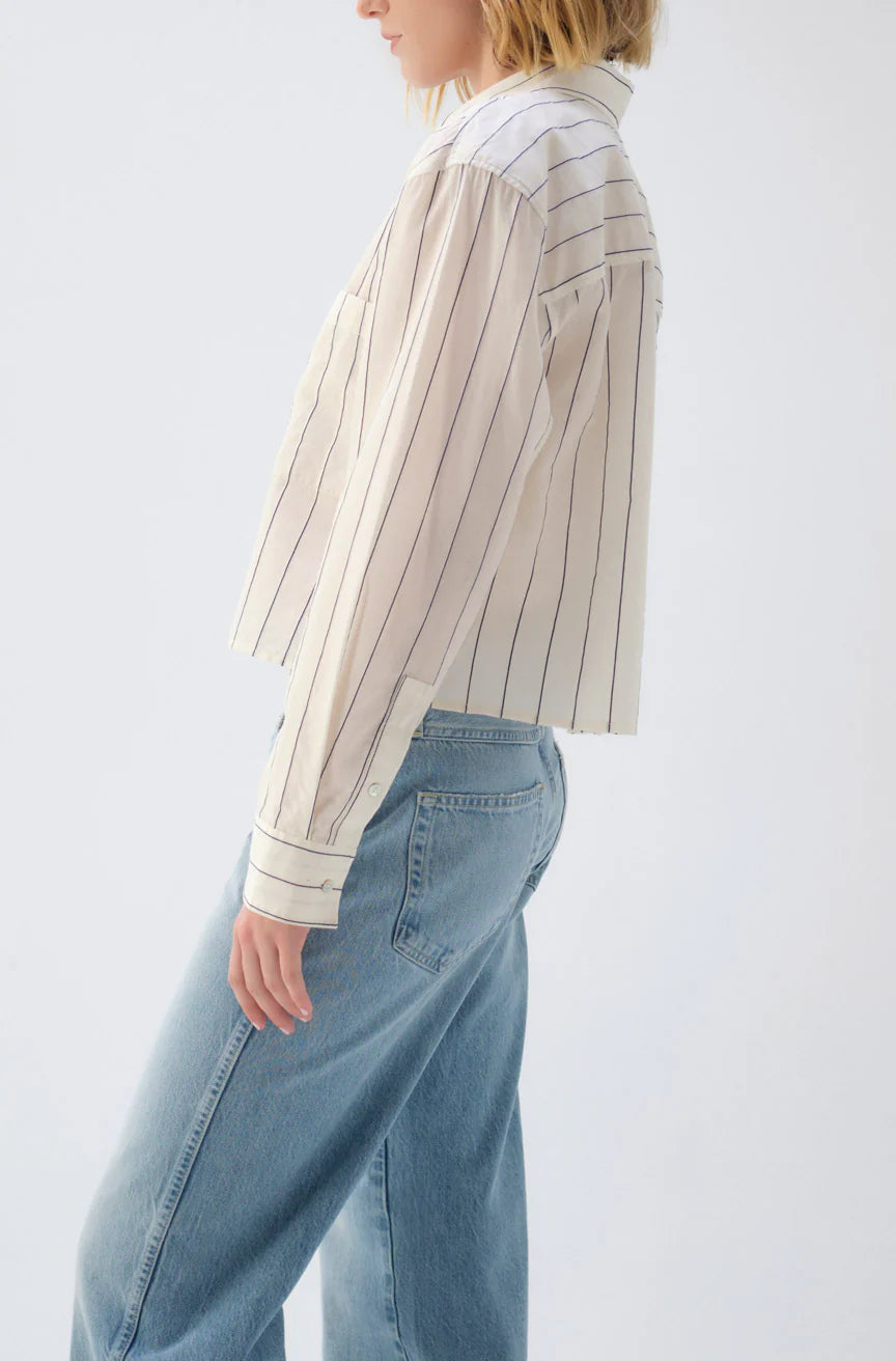 Ruth Crop Shirt - Bone / Neptune by AMO — alternate view