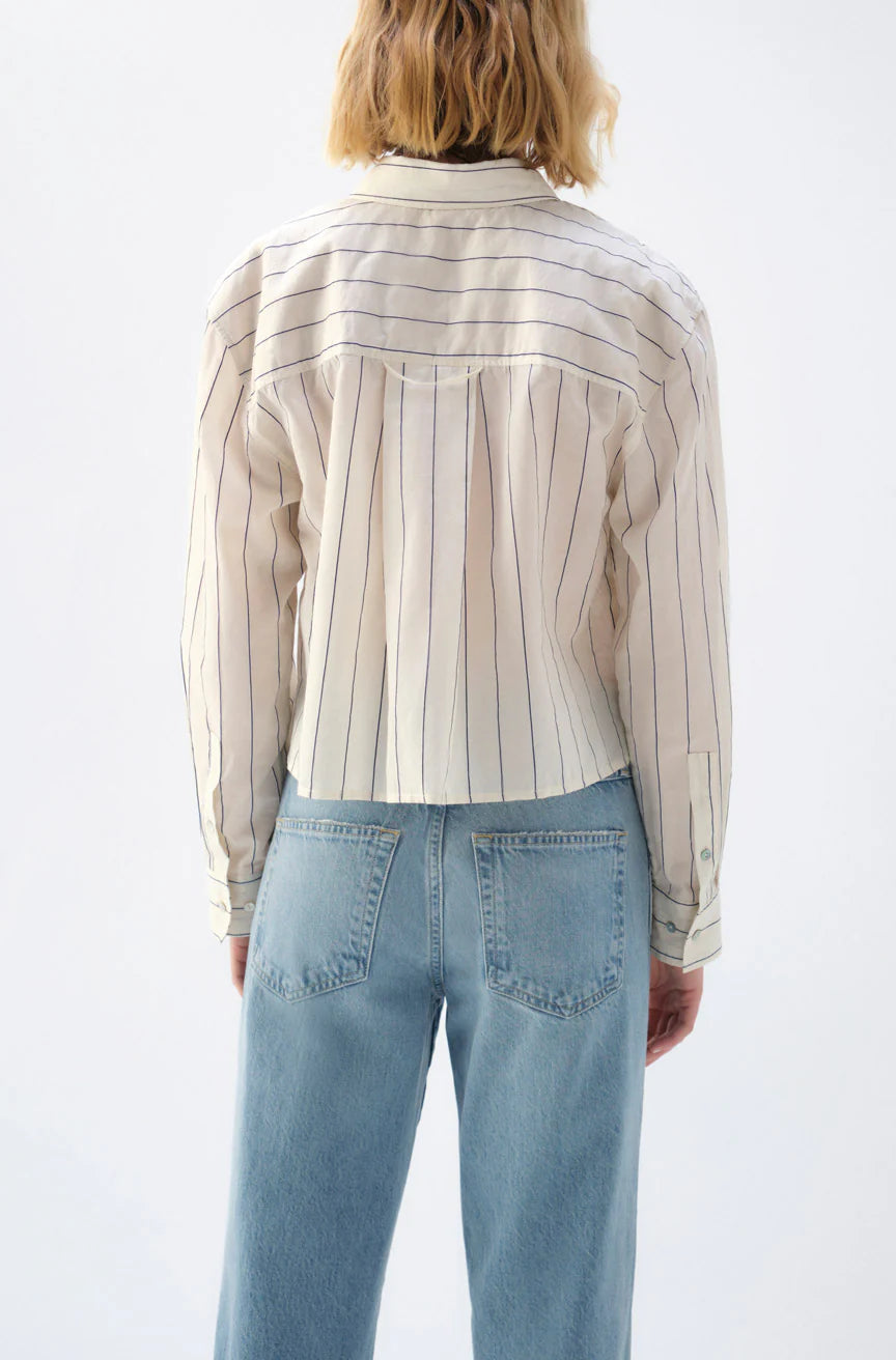Ruth Crop Shirt - Bone / Neptune by AMO — view 3