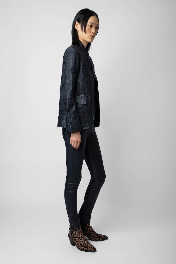 Very Crinkled Leather Blazer - Encre by Zadig & Voltaire — view 3