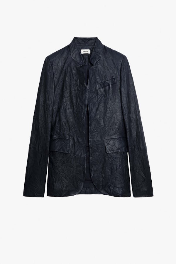 Very Crinkled Leather Blazer - Encre by Zadig & Voltaire — view 5