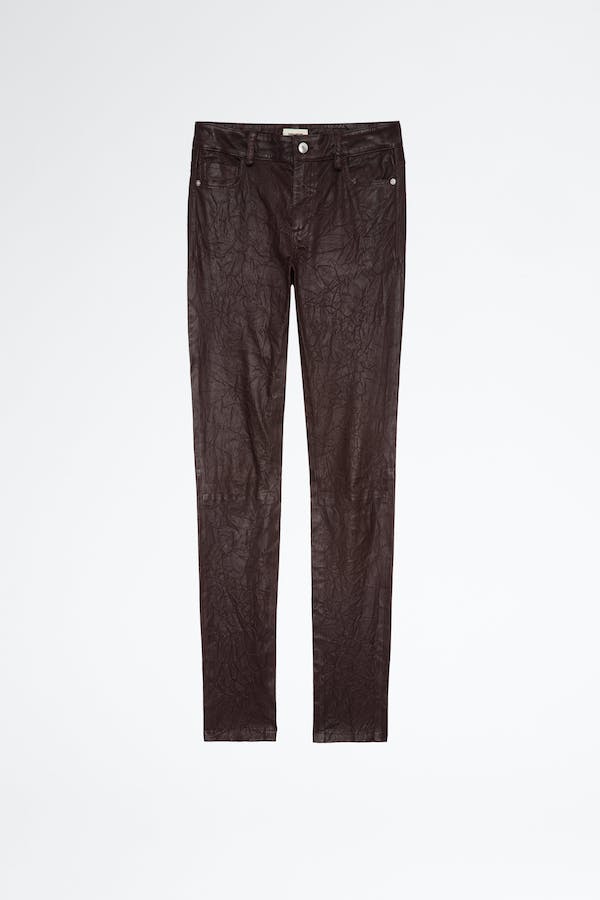 Phalme Crinkled Leather Pants - Chocolate by Zadig & Voltaire — view 5