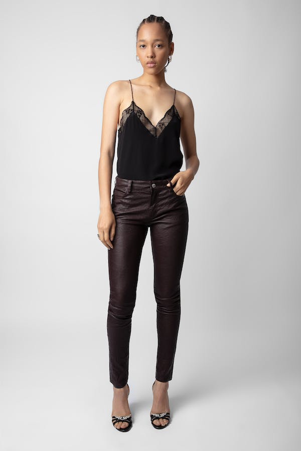 Phalme Crinkled Leather Pants - Chocolate by Zadig & Voltaire | 25 South Boutiques
