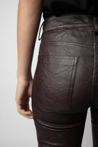 Phalme Crinkled Leather Pants - Chocolate by Zadig & Voltaire — alternate view