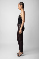 Phalme Crinkled Leather Pants - Chocolate by Zadig & Voltaire — view 3