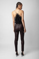 Phalme Crinkled Leather Pants - Chocolate by Zadig & Voltaire — view 4