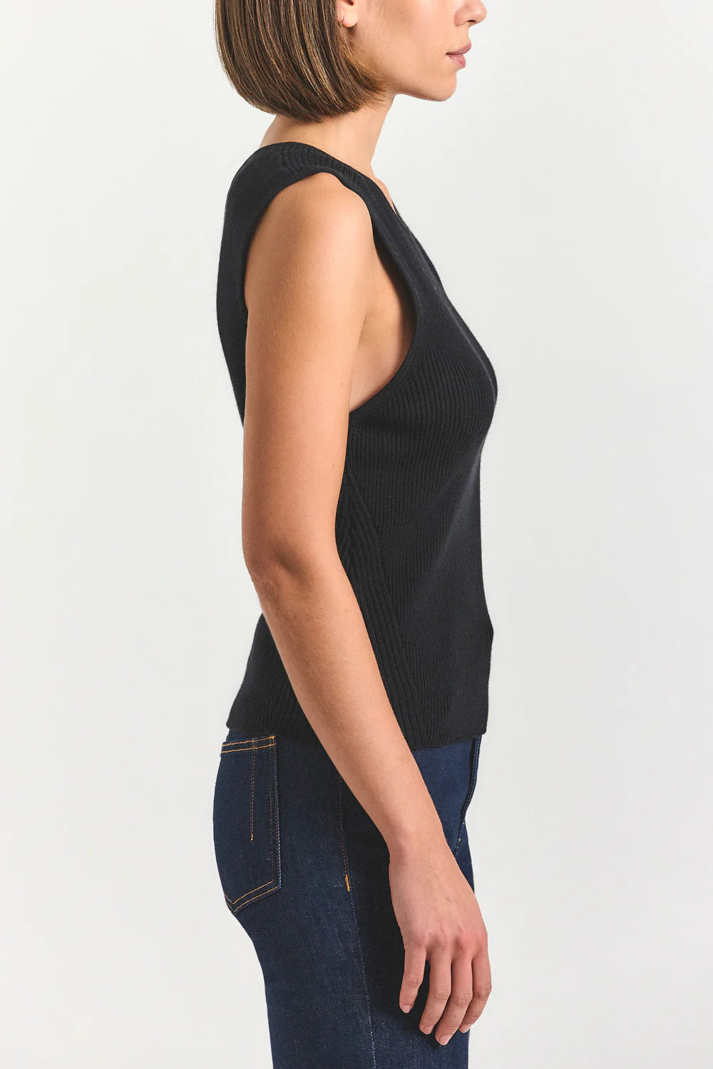 Ariana Muscle Ribbed Sweater Tank - Black by Derek Lam — view 3
