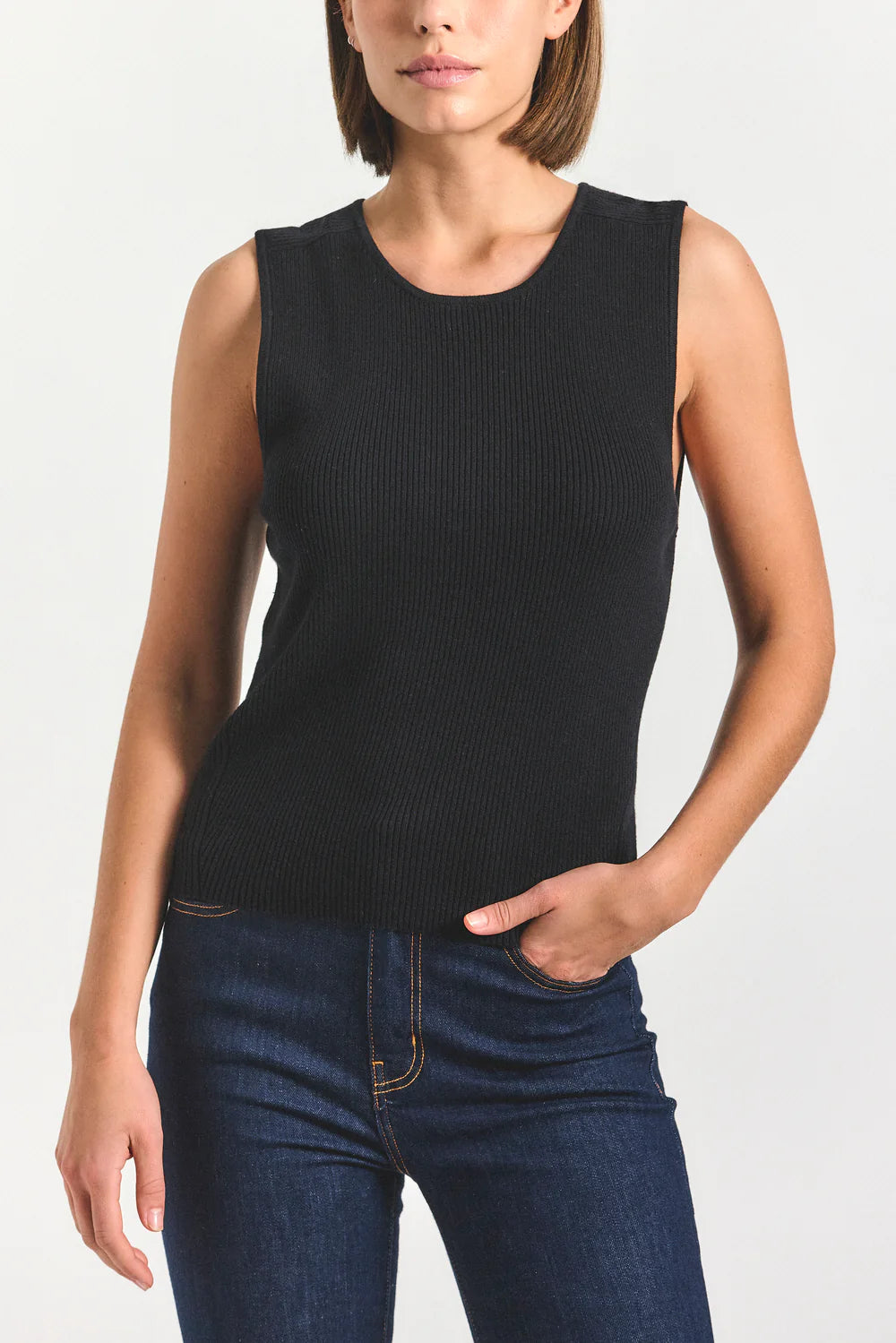 Ariana Muscle Ribbed Sweater Tank - Black by Derek Lam | 25 South Boutiques