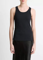 Ribbed Scoop-Neck Tank - Black by Vince | 25 South Boutiques