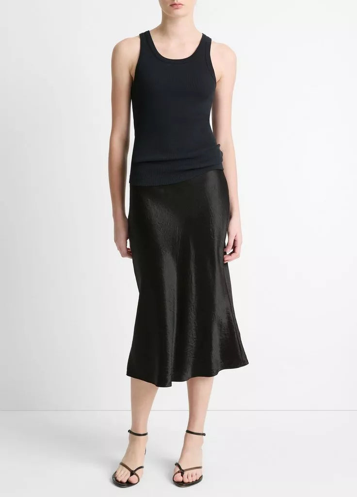 Ribbed Scoop-Neck Tank - Black by Vince — alternate view