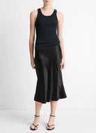 Ribbed Scoop-Neck Tank - Black by Vince — alternate view