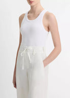 Ribbed Scoop-Neck Tank - Optic White by Vince — view 3