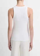 Ribbed Scoop-Neck Tank - Optic White by Vince — view 4
